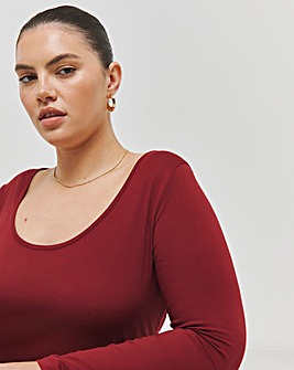 Red Scoop Neck Top