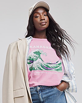 Pink Hokusai Waves License T-Shirt