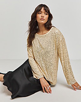 Gold Linear Sequin Top