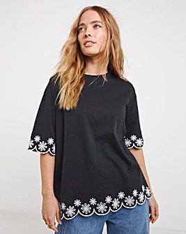 Black Cut Work T-Shirt