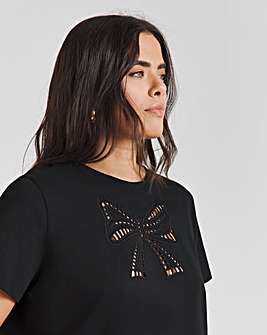 Black Bow Cut Out T-Shirt