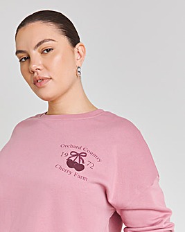 Dusty Pink Cherry Printed Sweatshirt