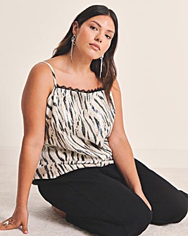 Brown Zebra Print Clear Sequin Cami Top