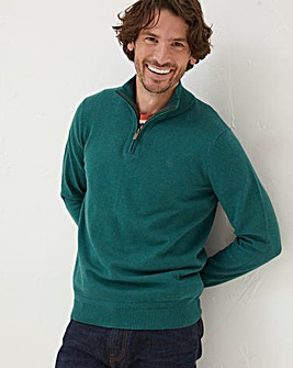 FatFace Green Half Neck Jumper