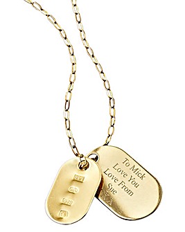 9ct Gold Personalised Dog-Tag Pendant