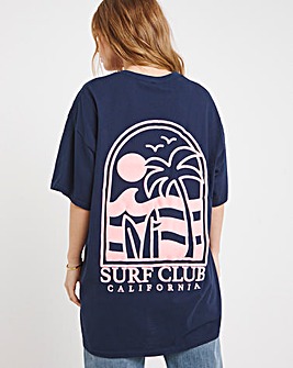 Navy Puff Print Back Surf Club T-Shirt