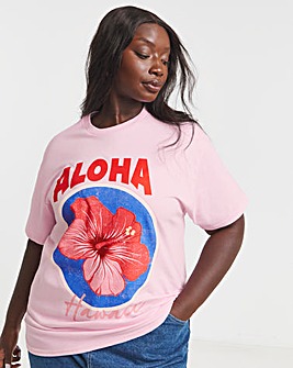 Pink Aloha Slogan T-Shirt