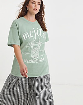 Pale Green Mojito Slogan T-Shirt