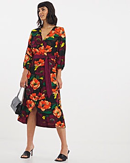 Floral Midi Wrap Dress