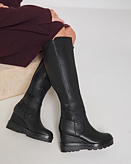 Leyner Stretch Wedge Knee High Boots Wide E Fit Super Curvy Calf