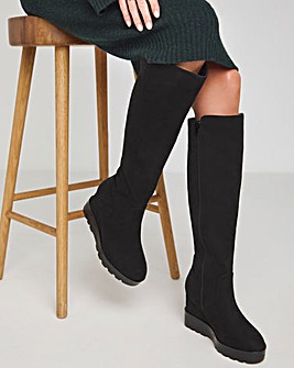 Leyner Stretch Wedge Knee High Boots Extra Wide EEE Fit Standard Calf