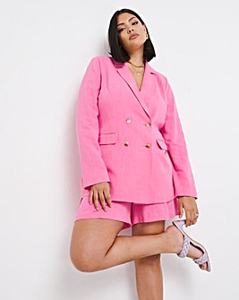 Simply Be Hot Pink Linen Blazer