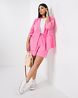 Simply Be Hot Pink Tailored Linen Short
