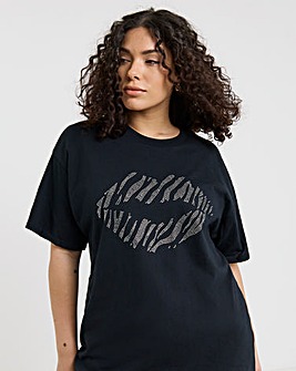 Diamante Zebra Lips T-Shirt
