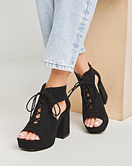 Avar Strappy Heeled Shoe Boots Extra Wide EEE Fit