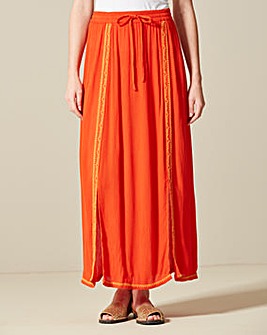 Embroidered Crinkle Maxi Skirt