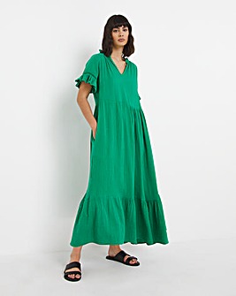 Green Cheesecloth Maxi Dress