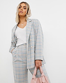Simply Be Grey Check Double Breasted Blazer