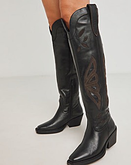 Tex Leather Over the Knee Western Boots Extra Wide EEE Fit Curvy Calf