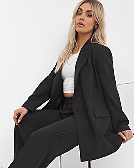 Double Breasted Black Relaxed Blazer