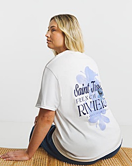 White Saint Tropez Back Graphic T-Shirt