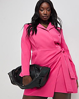 Hot Pink Twist Front Blazer Dress