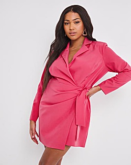 Hot Pink Twist Front Blazer Dress