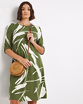 Soft Touch Jersey Rouched Sleeve Swing Dress