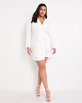 Simply Be White Twist Front Blazer Dress