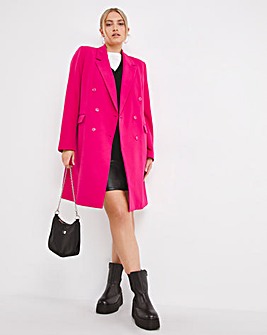 Hot Pink Double Breasted Tailored Longline Blazer
