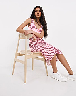 Striped Knee Length Vest Dress