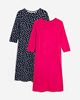 Pink/Navy Spot 2 Pack Swing Dresses