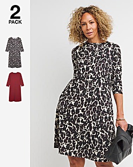 2 Pack Midi Swing Dresses