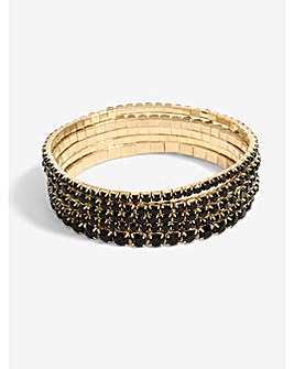 Mood Gold Black Stretch Bracelets