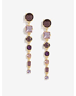 Mood Gold Purple Stone Drop Earrings