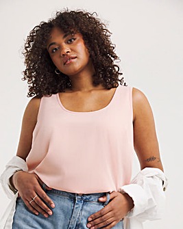 Rose Lightweight Woven Scoop Neck Vest Top