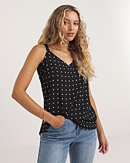 Spot Print Lightweight V Neck Strappy Cami