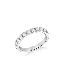 Sterling Silver Ribbed Band Stacking Ring