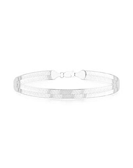 Sterling Silver Triple Herringbone Bracelet