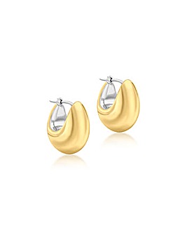 9ct 2-Tone Gold Electroform Hoop Earrings