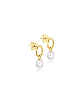 9ct Yellow Gold Baroque Fresh Water Pearl Drop Earrings