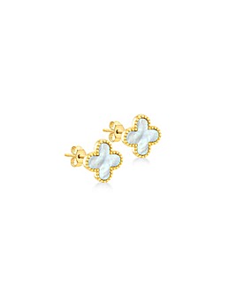 9ct Yellow Gold Clover Mother of Pearl Stud Earring