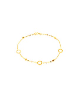 9ct Yellow Gold Circle with Bead Bracelet