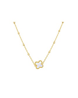 9ct Yellow Gold Mother of Pearl Clover Necklace