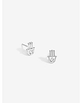 Simply Silver CZ Hamsa Hand Studs