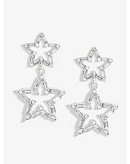 Mood Crystal Baguette Star Drop Earrings