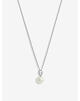 Simply Silver CZ Pearl Drop Pendant