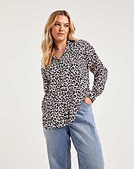 Mono Animal Print Relaxed Long Sleeve Shirt