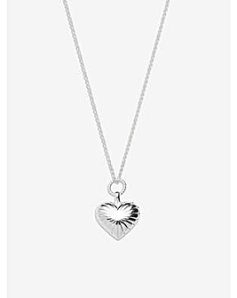 Simply Silver Ridged Heart Pendant