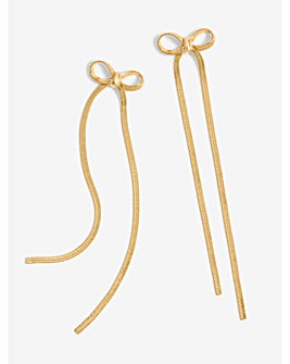 Mood Polished Chain Bow Drop Earrings